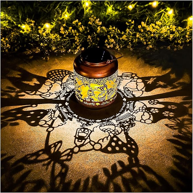 Gnomes Solar Lanterns Outdoor Waterproof,Hanging Solar Lights Gnome Gifts for Women Metal LED Decorative Light for Yard,Patio,Lawn,Tabletop,Pathway,Landscape,Garden Gnomes Decor