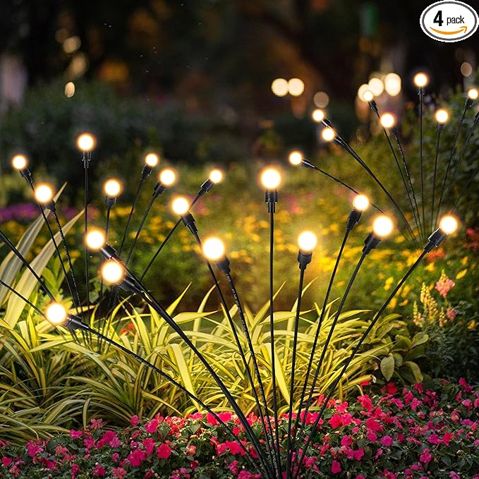 Solar Lights Outdoor Decoration, Waterproof Xmas Outdoor Lights Decor for Yard, Patio, Garden, and Front Porch, 40 LEDs Swing with The Wind (4 Pack, Warm White)