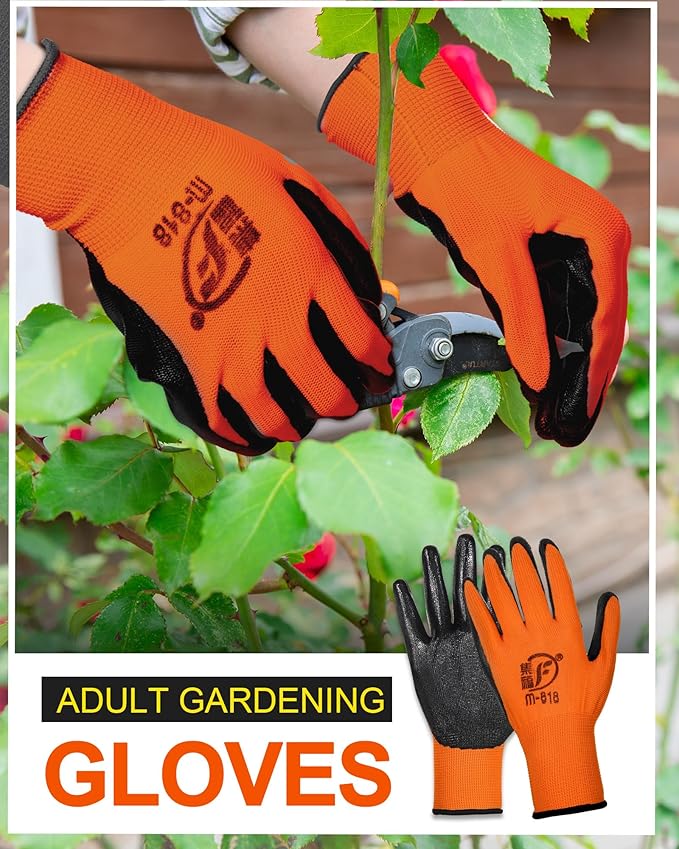 Nuogo 48 Pairs Gardening Gloves for Men Women Rubber Coated Safety Work Gloves Bulk for Gardening Construction Work