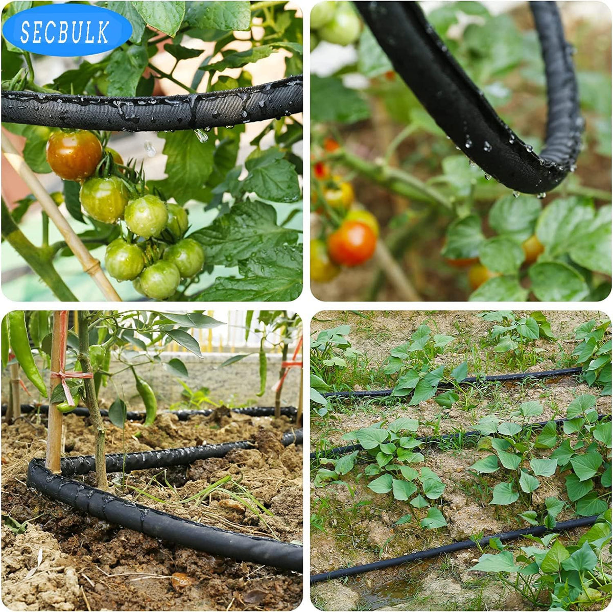 2025 Flat Soaker Hose 100 ft with Stakes for Garden, 50ft x 2 Linkable Drip Hose Diy Garden Irrigation System Saving 80% Water, Dual-layer Leak-free Design Water Hose with Holes