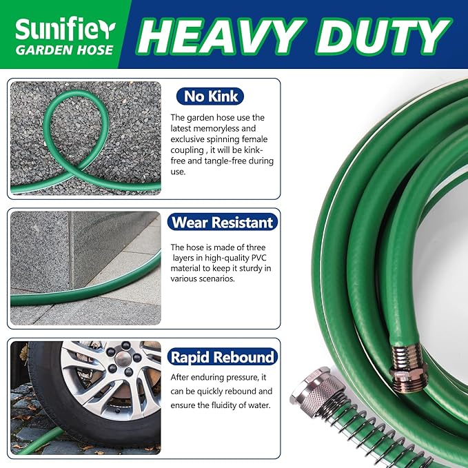 Short Garden Hose 6ft – Hybird Water Hose Leader - Small Hose Extender, Heavy Duty Hose Extension for Lawn Watering, Car Washing - Burst 500 Psi (Green, 6 FT)
