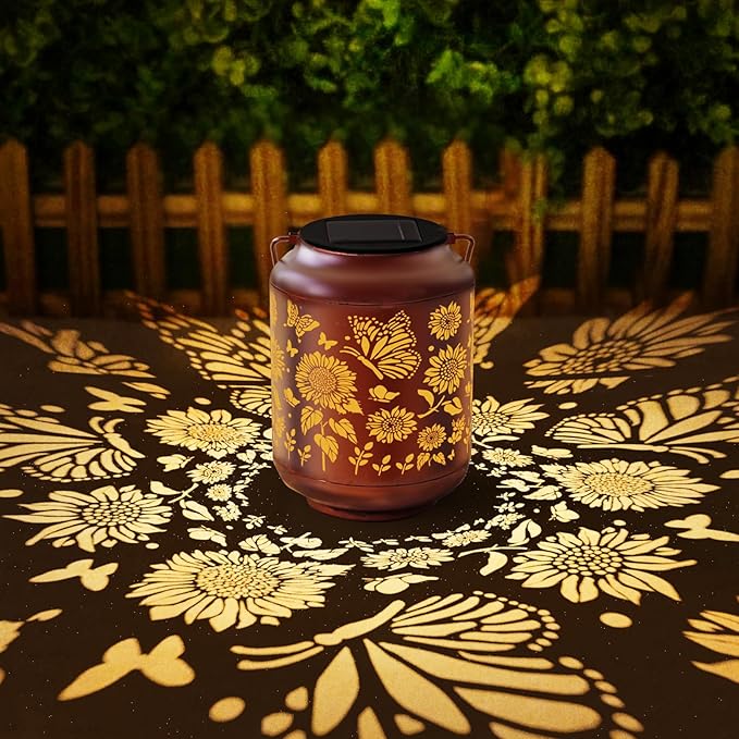 Birthday Gifts for Women Mom Grandma Solar Lanterns Outdoor Waterproof Butterfly Garden Decor Hanging Metal Lights Outside for Yard,Patio,Backyard,Porch