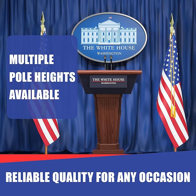 Super Tough Indoor Flag Pole kit 9ft - Metal Spear - Gold Texture Base - Aluminum Flagpole with Brass Finish - Heavy Duty Inside House Flagstaff - Interior Shaft and Stand - No Ensign Included
