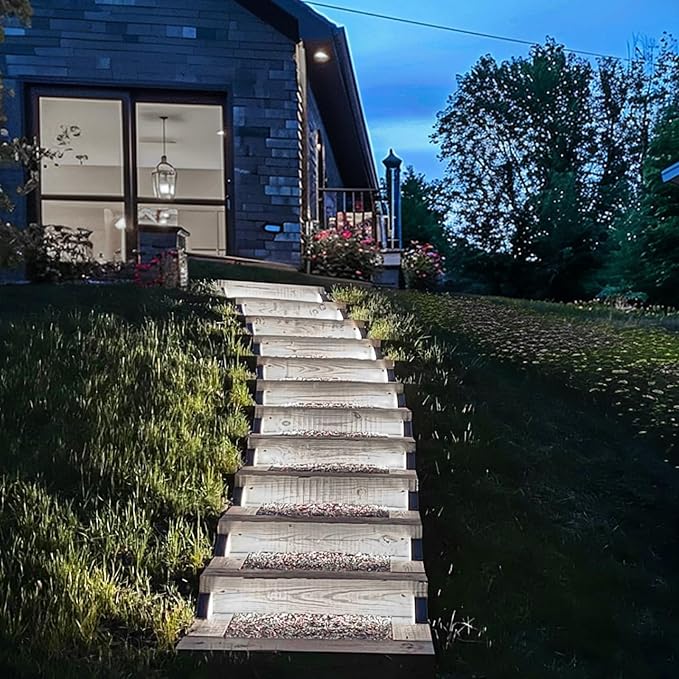 Solar Step Lights for Outside,8pack Solar Stair Lights Outdoor Waterproof IP67,Outdoor Deck Step Lights,Solar Outdoor Lights for Staircase,Patio,Front Step(Cool Brown)