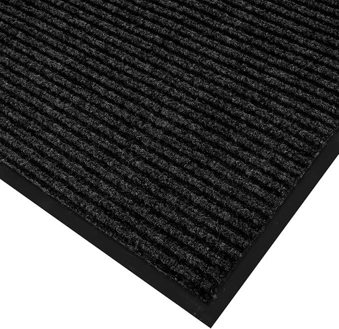 fani Heavy Duty Large Outdoor Indoor Entrance Black Doormat Waterproof Low Profile Entrance Rug Front Door Mat Patio Anti-Skid Rubber Back, 35x60 inch (Black)