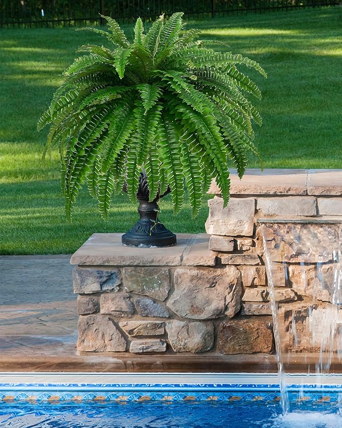 GYERB Large Fake Boston Ferns, 88 Branches Artificial Ferns, Faux Fern Plants for Home, Office, Garden Indoor Outdoor Decoration(48 inch,1pack)