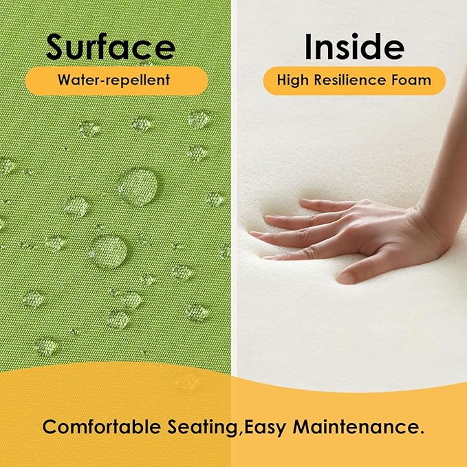 Outdoor Sunbrella Square Corner Seat Cushion, 19"x19"x3", Set of 4, Non Slip Seat Cushion Pads with Removable Cover for Patio Furniture, Garden Yard Lawn, Canvas Ginkgo