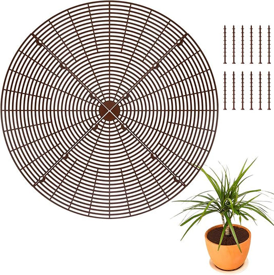 3 Pcs Plant Pot Grid Cover Protectors from Animals- Diameter 20.8" Cuttable Flower Pot Cover with 36 Stakes, Keep Cats Out of Potted Plants, Cat Digging Stopper Baby Safety Soil Cover for Indoor