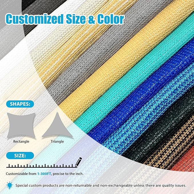 Amagenix Sun Shade Sail 7'X10'X12' Curved Edge Outdoor Shade Canopy Turquoise Breathable 95% UV Block Shade Cloth for Patio Garden Backyard (We Make Custom Size)