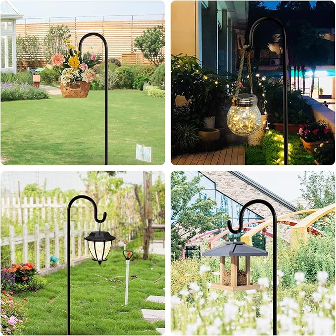 Shepherd Hooks Outdoor 48 Inches for Lanterns Heavy Duty Shepherd Stand Plant Hanger Yard Hooks for Solar Lights,Bird Feeder,Wedding,Mason Jar,Planter Pot,Adjustable Height