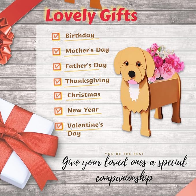 Cavoodle Dog Planter Plant Pots,Cute Garden Dog Flower Planter,Dog Planters Birthday Gifts for Women,Office,Indoor/Outdoor Decor（9.45 * 6.73 * 13.39in）