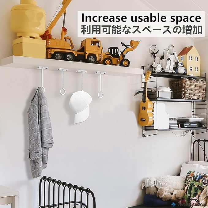 NACETURE Ceiling Hooks for Hanging Plants 4 Pack - Square Wall Mount Plant Hanger Indoor Hanging Hooks Metal Plant Bracket Iron Lanterns Hangers for Wind Chimes, Planters (5" White 4 Pack)
