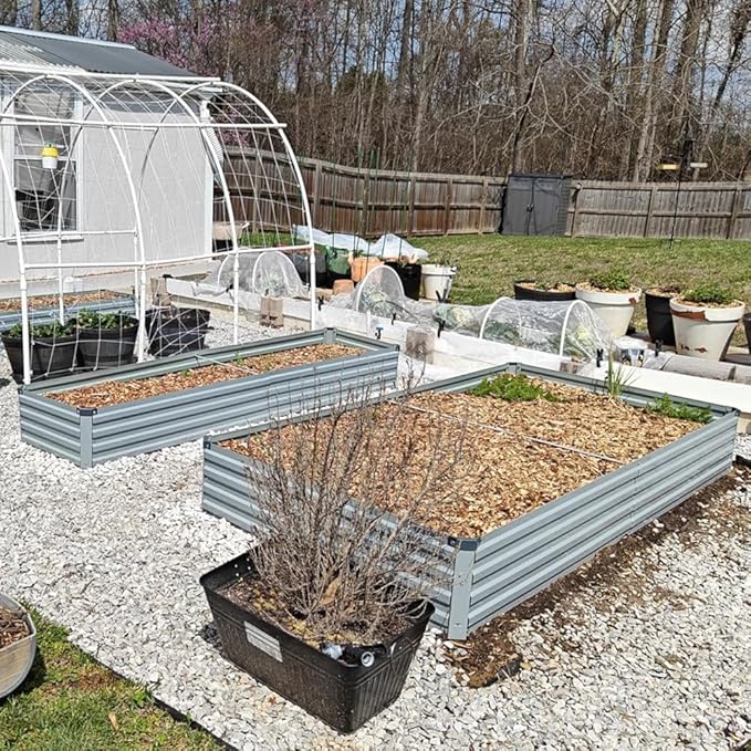 12x2x1ft Galvanized Raised Garden Bed,Outdoor Planter Box Metal Patio Kit Planting Bed for Vegetables Flowers Herb,Grey