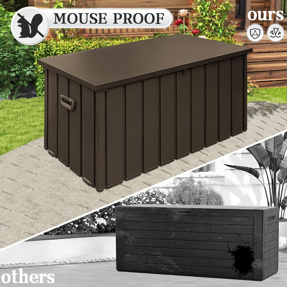 Domi 100-Gallon Outdoor Storage Box – Waterproof, Lockable Storage Cabinet for Patio Furniture, Garden Tools & Pool Supplies – Large Metal Storage for Cushions, Toys & More