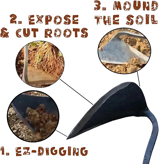 Premium Forged Gardening Hand Plow Hoe, Korean Daejanggan Style Ho-Mi(Weeding Sickle) for EZ Digger Tools 1 Pack