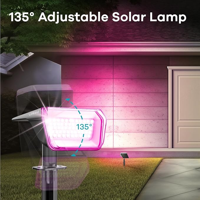 Linkind Solar Spot Lights Outdoor, Color Changing Solar Lights with 10 Lighting Modes and Waterproof IP67, Ideal for Yard, Garden Decoration (4 Pack, Multicolor)