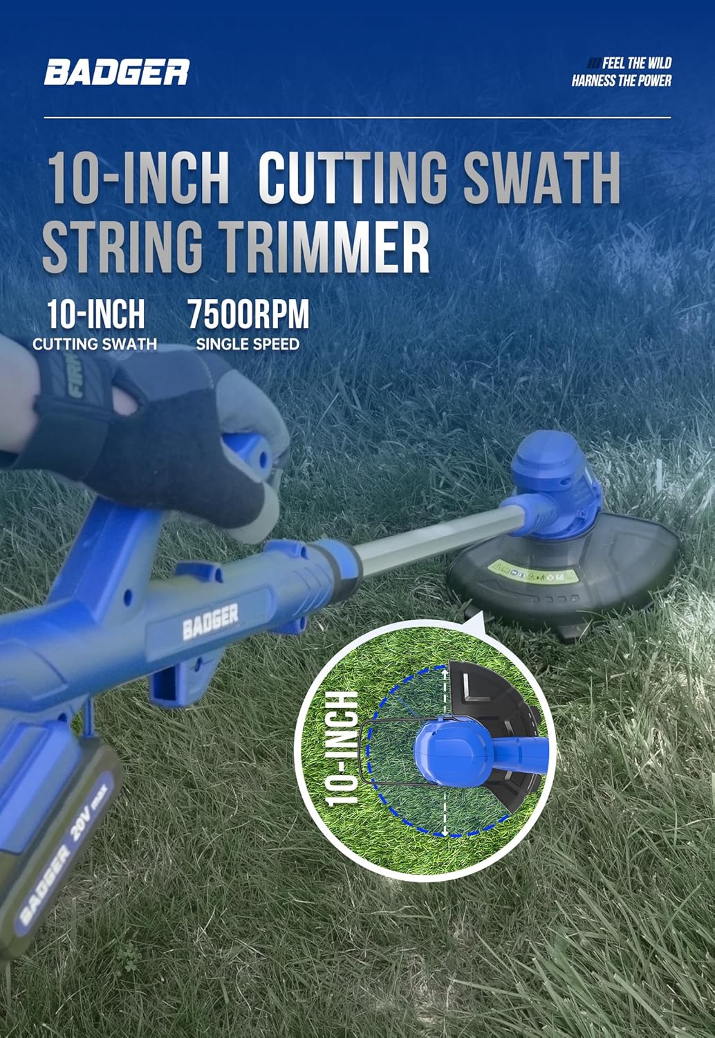 WILD BADGER POWER 20V Weed Wacker & Leaf Blower, Electric with 2 * 2Ah Battery & Charger, String Trimmer, Lightweight, Adjustable Telescopic Shaft, Easy to Use