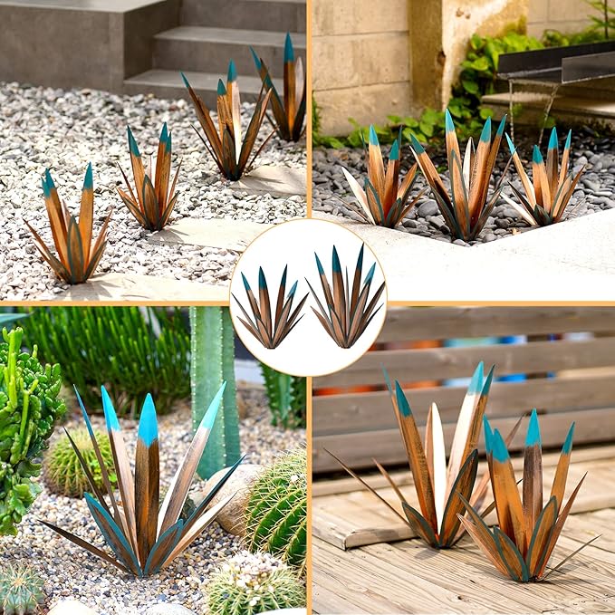 2pcs Metal Tequila Country Sculpture DIY Tequila Plant Home Decor Country Tequila Garden Ornament Indooutdoor Statuette Patio Lawn Patio Stake Decoration Gift to The Garden 16"