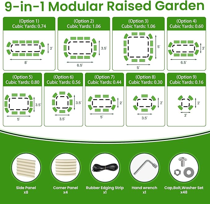 Raised Garden Beds 8 X 2 X 1.4Ft, Galvanized Raised Garden Beds Outdoor Planter Box for Vegetables, Gardening, Flowers, Fruits etc (Ivory)