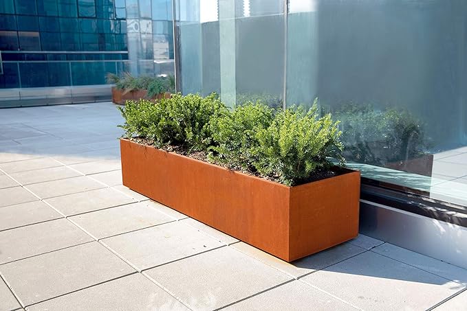 Extra Large Corten Steel Planter Box – 72"x18"x24" Rectangular Outdoor Metal Planter | Heavy Duty, Rust Patina Finish | Made in USA | Fully Assembled