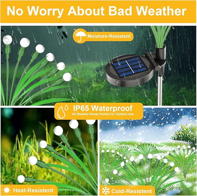 ZGWJ Solar Garden Lights, New Upgraded Solar Swaying Light, Solar Outdoor Lights Firefly Lights for Patio Pathway Outdoor Decor (Colorful, 4 Pack)