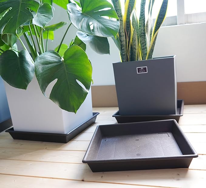 Square Plant Saucer 14 Inch 5 Pack，Plant Stand Plant Trays for Pots Heavy Duty Plastic Plant Saucers for Indoors Outdoors, Flower Pot No Holes Plant Lover Gardening Gifts