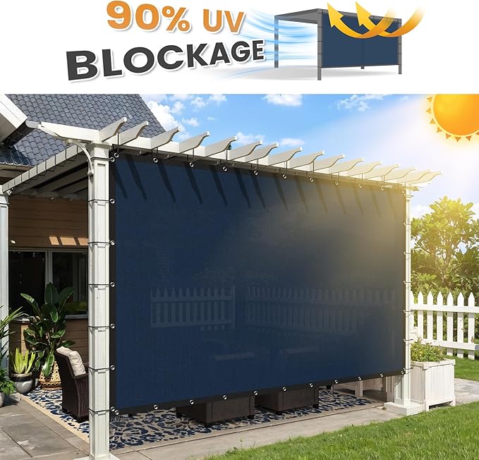 VICLLAX Shade Fabric Sun Shade Cloth with Every 2 FT Grommets for Patio Garden Pergola Cover Canopy 4x5 FT, Dark Blue