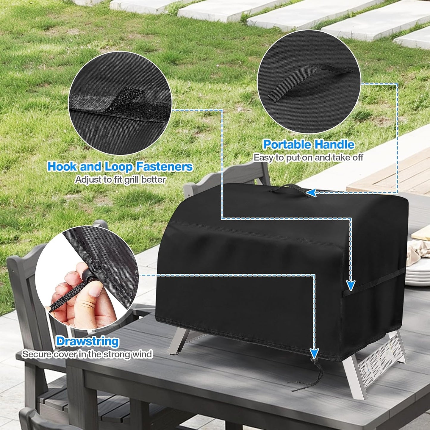 Portable Grill Cover,Fit for Cuisinart CGG-306,Waterproof Small Table Top BBQ Grill Cover,Heavy Duty 600D Outdoor Tabletop Grill Cover