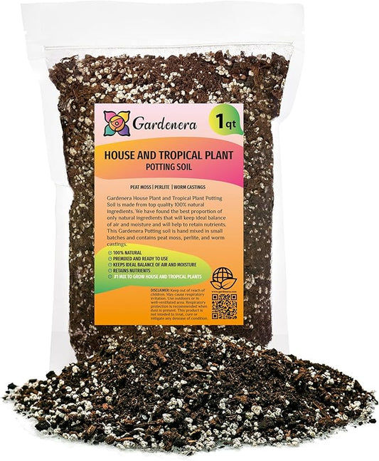 House Plant and Tropical Plant Potting Soil - Re-Potting Soil for All Types of Indoor House Plants - 1 Quart Bag