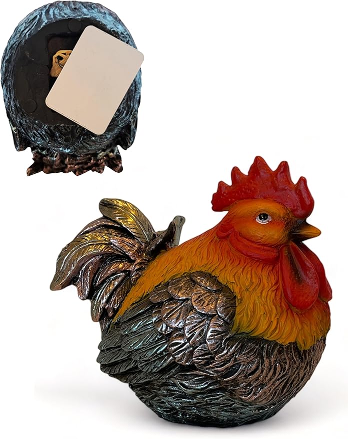 Rooster Garden Statue Quietly Holds a Hidden Key Outside for Your House or in Your Kitchen for Your Car