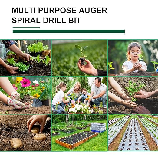 4 Pack Garden Ground Earth Spiral Drill Bit for 3/8" Hex Drive Drill, Auger Drill Bits for Bulbs Planting, Hole Digger Flowers,Bedding Digging Plant Rapid Planter Tool