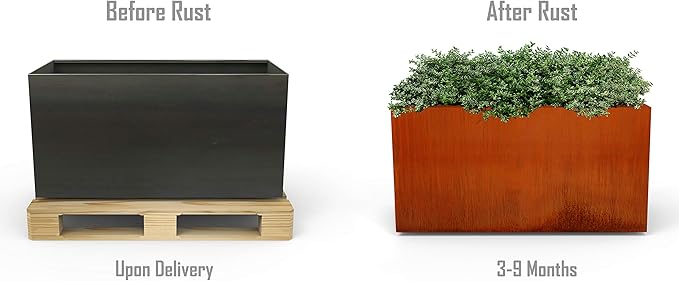 Extra Large Corten Steel Planter Box – 72"x18"x24" Rectangular Outdoor Metal Planter | Heavy Duty, Rust Patina Finish | Made in USA | Fully Assembled