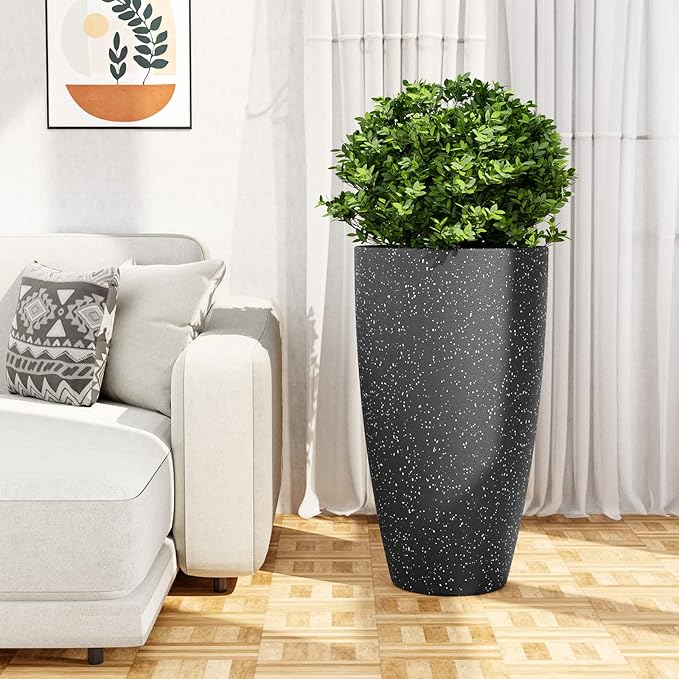 QCQHDU 21 inch Tall Planters for Indoor & Outdoor Plants, 2 Pack Sturdy Plant-Flower-Tree Pots for Front Porch Patio Deck Living Room Decor