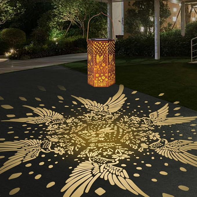 2 Pack Hummingbird Solar Lanterns Outdoor Waterproof - Birthday Gifts for Women, Men, Mom, Solar Lights Outdoor Hanging Garden Decor for Outside, Patio, Outdoor, Yard, Lawn, Balcony