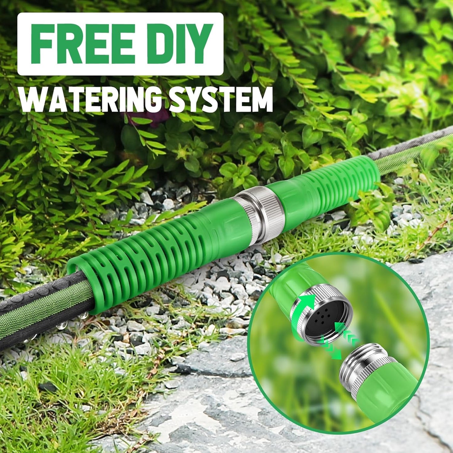 Flat Soaker Hose 50FT for Garden and Lawns, 80% Water-Saving Drip Irrigation Hose with Anodized Aluminum Ends, Flexible Leakproof Double Layer Gardening Hoses ﻿