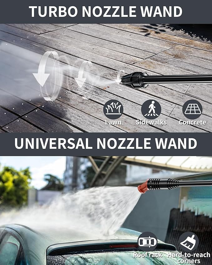 Pressure Washer, Power Washer with 6 Quick Connect Nozzles, Inlet Hose & Filter&Foam Cannon for Cars/Fences/Driveways/Patios/Home Cleaning (Red)