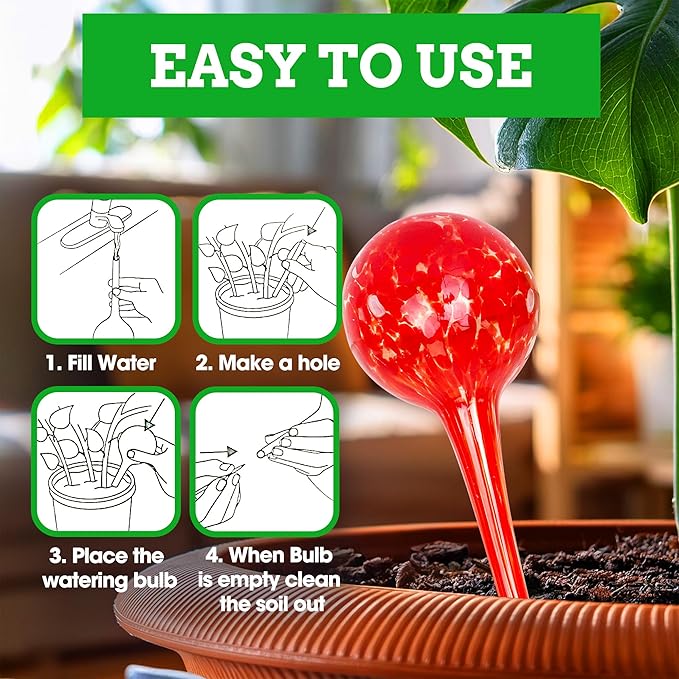 Besti Self-Watering Globes – 4-Pack Extra Large Watering Globes for Plants – Automatic Watering System for Potted Plants – Holds 380-400ml, Waters Plants Up to 2 Weeks (Set of 4 Extra Large)