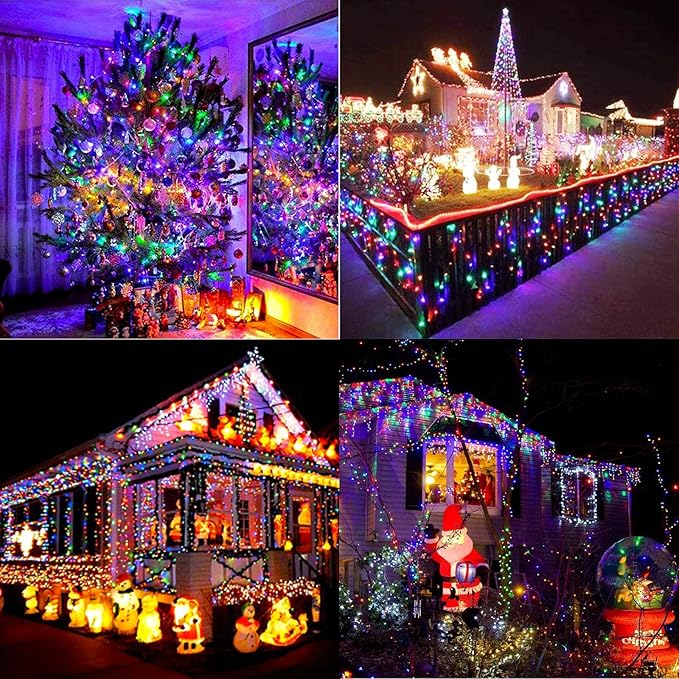 338Ft Christmas Lights Outdoor, 1000 LED Christmas String Lights with 8 Modes, Timer, Waterproof Fairy Twinkle Lights for Christmas Party, Garden, Wedding, Holiday, Xmas Tree Decorations (Multicolor)