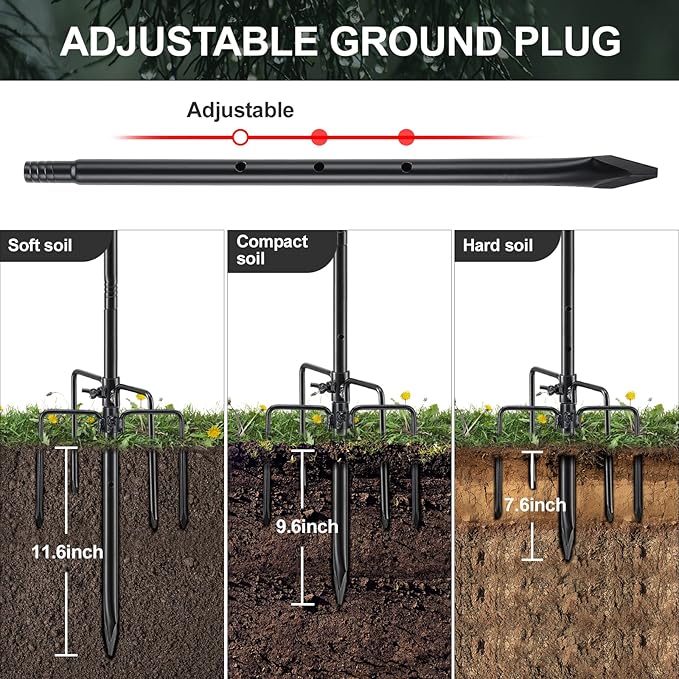 Bird Feeder Pole, 30 Inch & 5/8 Inch Diameter Stainless Steel Heavy Duty Shepherds Hooks for Outdoor to Hang Outdoor Lights with 5 Prongs Base, Rustproof for Garden Decor or Wedding Decors(Black)
