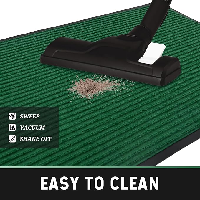 fani Heavy Duty Large Outdoor Indoor Entrance Doormat Grass Green Waterproof Low Profile Entrance Rug Front Door Mat Patio Anti-Skid Rubber Back, 31x47 inch (Grass Green)