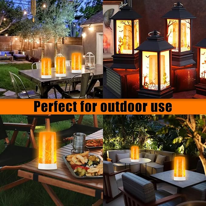 Bestview LED Flame Lights with Remote & Timer,4 Modes USB Rechargeable Battery Operated Fire Flickering Flameless Candles Campfire Table Lamp for Halloween,Christmas,Indoor&Outdoor Decoration (2 Pack)