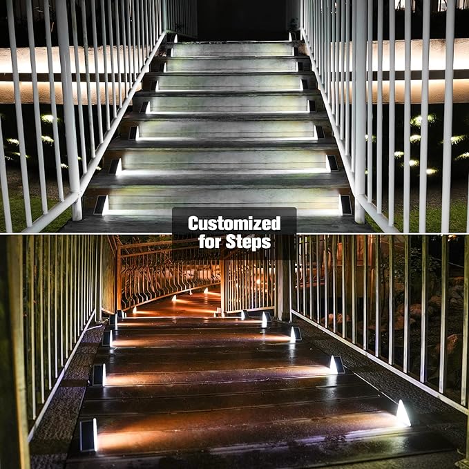 VOLISUN Solar Stair Lights 6 Pack, Solar Step Lights Waterproof IP67, Outdoor Step Light with 13 LEDs, Outdoor Lighting Decor for Yard Stair, Patio, Front Step, Front Porch and Deck(Cool White)