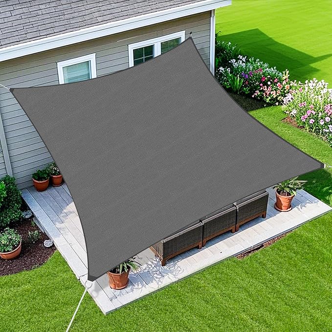 Amagenix Sun Shade Sail 7X9 Curved Edge Outdoor Shade Canopy Dark Grey Breathable 95% UV Block Shade Cloth for Patio Garden Backyard (We Make Custom Size)