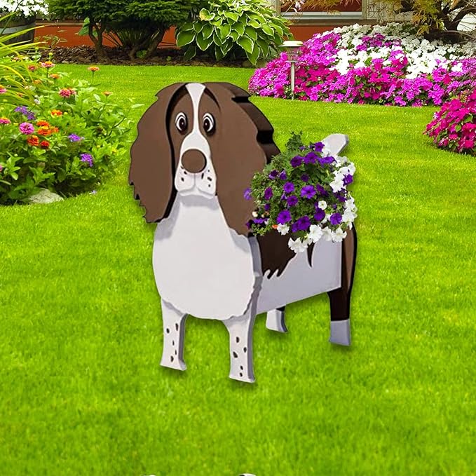 English Springer Spaniel Dog Planter Plant Pots,Cute Garden Dog Flower Planter,Dog Planters Birthday Gifts for Women,Office,Indoor/Outdoor Decor（9.45 * 6.89 * 13.35in）