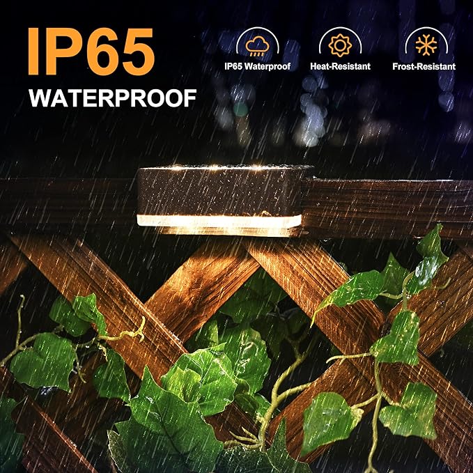SOLPEX Solar Fence Lights, 6 LEDs Solar Lights Outdoor Waterproof Solar Powered for Deck, Stair, Front Porch, Balcony, Walkway, Garden, Yard, Patio, Pool Decor, IP65 Waterproof (12 Pack, Warm White)