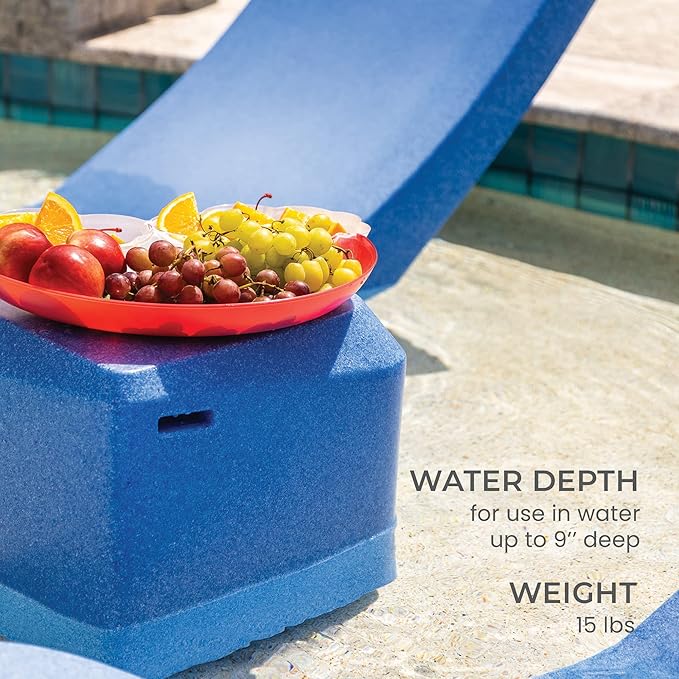 Classic White-Blue - in-Pool Chaise Set – Includes Two Chaises, Two Headrest Pillows, and One Poolside Table – for Ledges Up to 9” - Aqua Outdoors