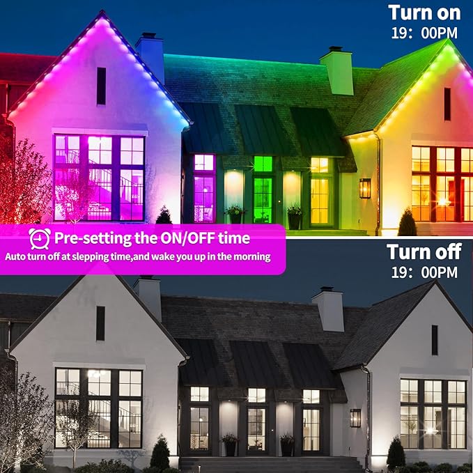 500ft Permanent Outdoor Lights, RGB LED Eaves Lights,IP67 Waterproof LED Eaves Light for Christmas,Halloween Decor,Outdoor Decor,Garden Décor（2 Rolls of 250ft）
