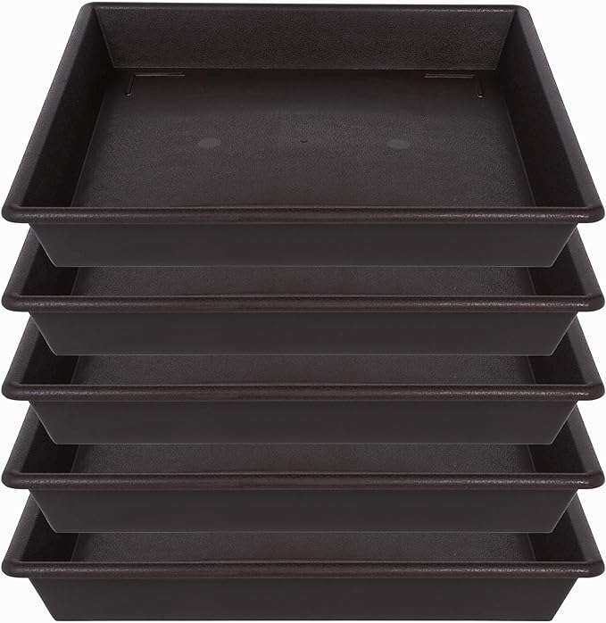 Square Plant Saucer 8 Inch 5 Pack, Plant Stand Plant Trays for Pots Heavy Duty Plastic Plant Saucers for Indoors Outdoors, Flower Pot No Holes Plant Lover Gardening Gifts