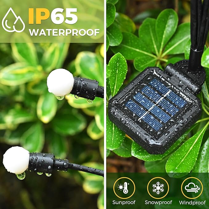 Solar Garden Lights - 80 LED Firefly Lights, Wind Sway, Waterproof for Christmas Yard, Patio, Pathway Decoration (8 Pack)