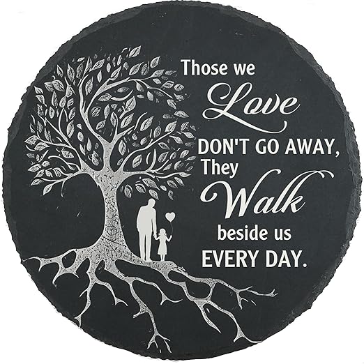 Memorial Stone Man and Child, Dad Memorial Gifts for Daughter, Memorial Gifts for Loss of Father, in Memory of Dad Garden Slate Stone, Sympathy Gift for Loss of Dad Memorial Plaque TNA3